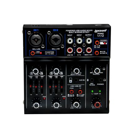 Mixer Lexsen Stream Mix 2 Canais C/ Interface/BT - USB