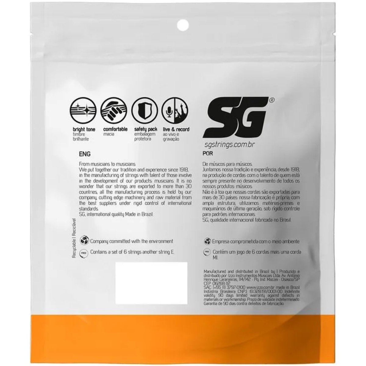 Encordoamento Sg Violão Aço .011 Bronze 85/15 - 6686