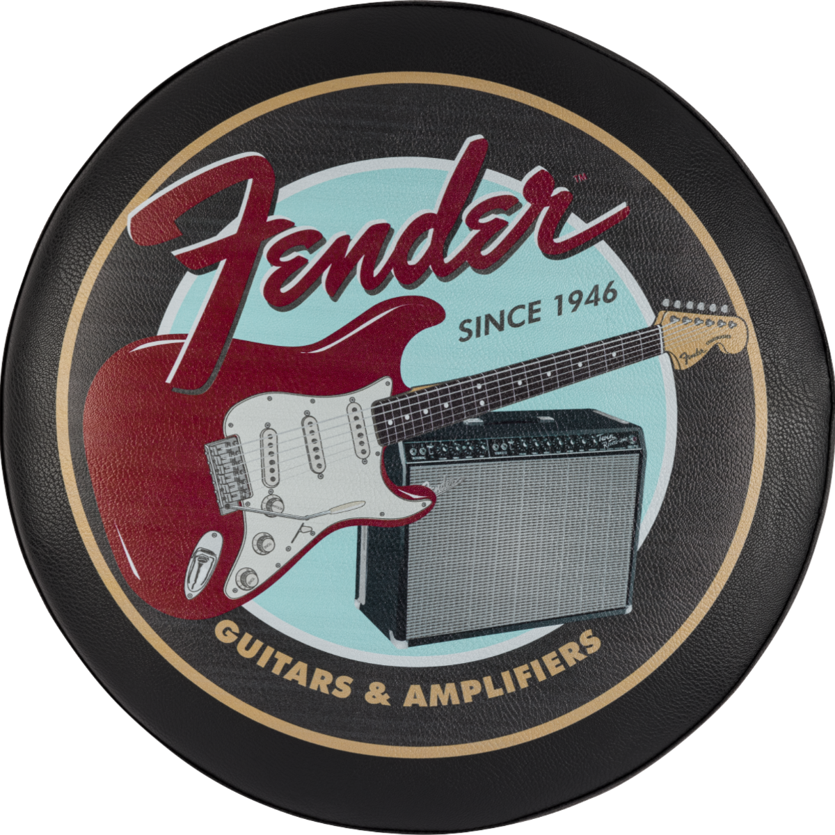 Banco Fender Guitars & Amps Pick Pouch Barstool Black 24" 9192022014
