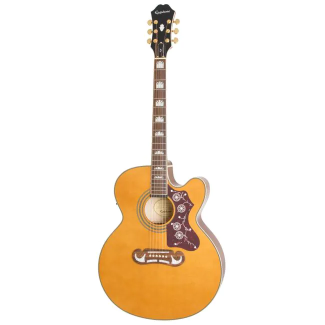 自信あり Epiphone EJ-200 ビンテージナチュラル Violão Eletrico Epiphone EJ-200 SCE Gold Vintage Natural