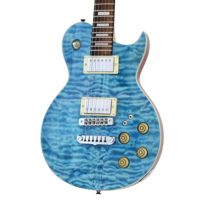 Guitarra Aria Pro II PE-480 See-Through Emerald Blue
