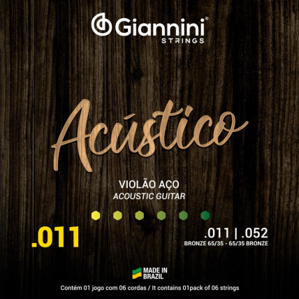 Encordoamento Giannini Violao Aço Acustico Bronze 65/35 011.052 GESPW