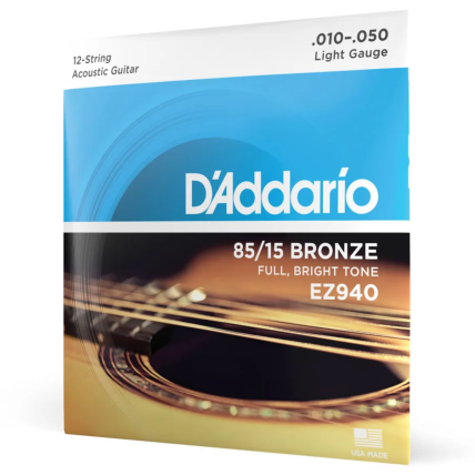 Encordoamento D'addario EZ940 Violao Aço 85/15 12 Cordas
