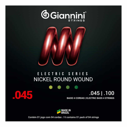 Encordoamento Giannini Baixo 4 Cordas Nickel Round Wound 045.100 - GEEBRS