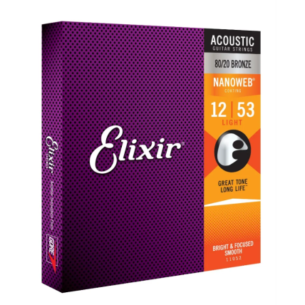 Encordoamento Elixir Violão 12-053 Light 80/20 Bronze