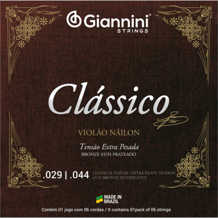 Encordoamento Giannini Violao Nylon Classico Extra Pesada Bronze Prateado 65/35 GENWXPA