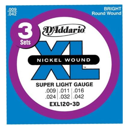 Encordoamento D'Addario Exl120-3DP Kit 3 Encordoamentos