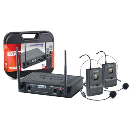 Microfone Sem Fio Vokal Dvs-100DH Duplo Headset
