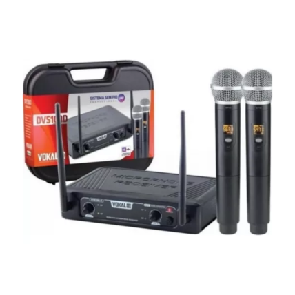 Microfone Sem Fio Duplo Vokal Dvs100 Dm Cor Preto