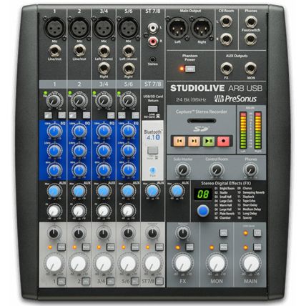 Mixer Presonus Studiolive AR8 C/Interface de Gravação