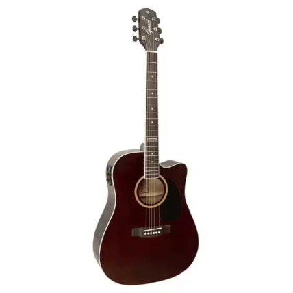 Violao Eletrico Giannini gf-1d Ceq TDW Folk Cutaway Trans Dark Wine