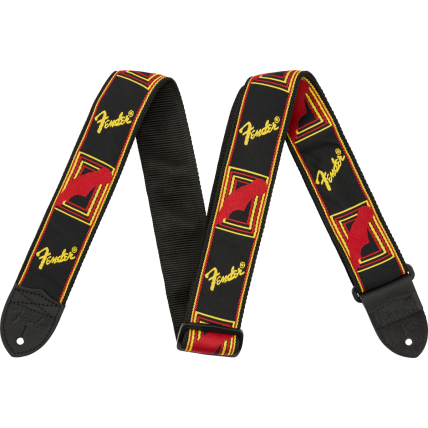 Correia Fender monograma preta C/Logo Amarelo/Vermelho 0990681500