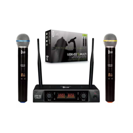 Microfone Dylan UDX-02 Multi Sistema Sem Fio Uhf Duplo De Mao
