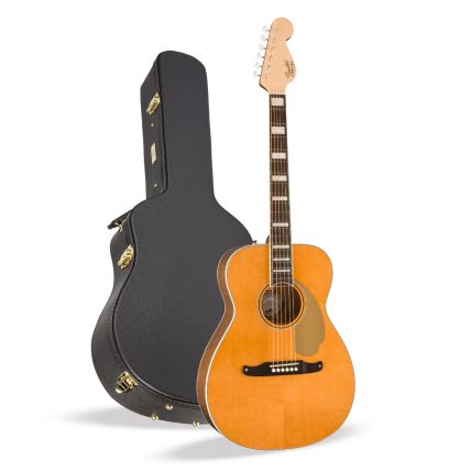 Violão Eletrico Fender Malibu Vintage Ovangkol Fingerboard Gold Pickguard Aged Natural