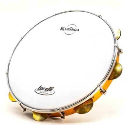 Pandeiro Torelli Kuringa Madeira Maciça Formica Natural Platinela Latao KP100NT