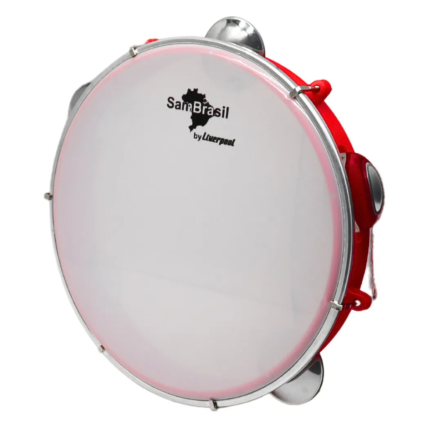 Pandeiro Liverpool Sambrasil Standard 10" Vermelho Com Pele Branca 11270