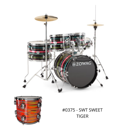 Bateria Zowag Z1 Junior 5 Peças Poplar Wood Bumbo-16 Sweet Tiger + HPK100