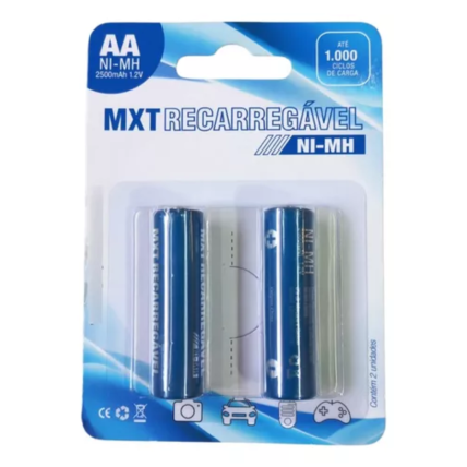 Pilha MXT Recarregavel NI-MH AA-2500MAH Blister