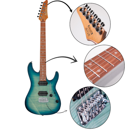 Guitarra Ibanez AZ 24S1F TXB HH Transparent Turquoise Burst 53041