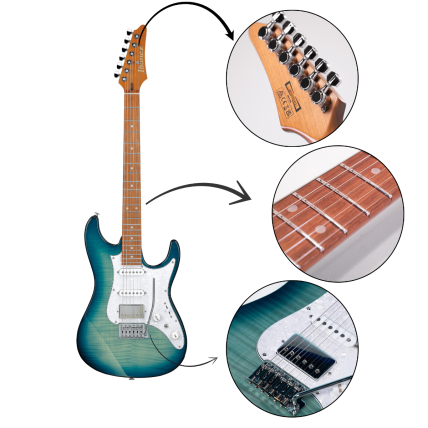 Guitarra Ibanez AZ 22S1F TXB HSS Transparent Turquoise Burst 53043