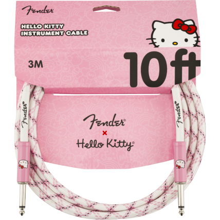 Cabo Fender X Hello Kitty White/Pink Woven Cable 10' 0990818123