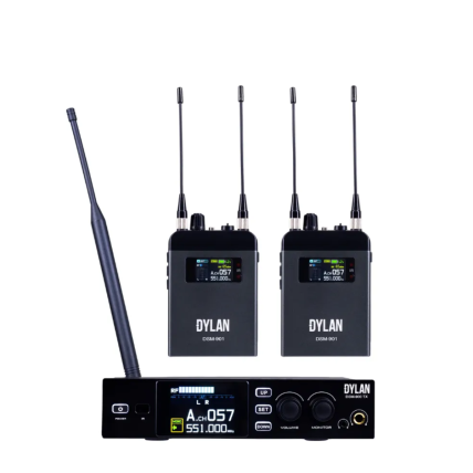Monitor Dylan DSM 900 Sem fio Com 2 RECP BODYPACK 2 Atenas UHF + Base 100 Canais Com Atena Meia Onda