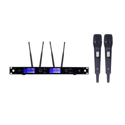 Microfone Dylan D-8500S Sistema Sem Fio UHF Rack 100 Canais 2 Bastoes 4 Antenas