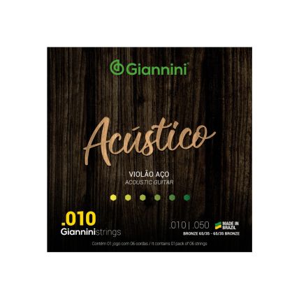Encordoamento Giannini Violão Aço Acústico Bronze 65/35 010.050